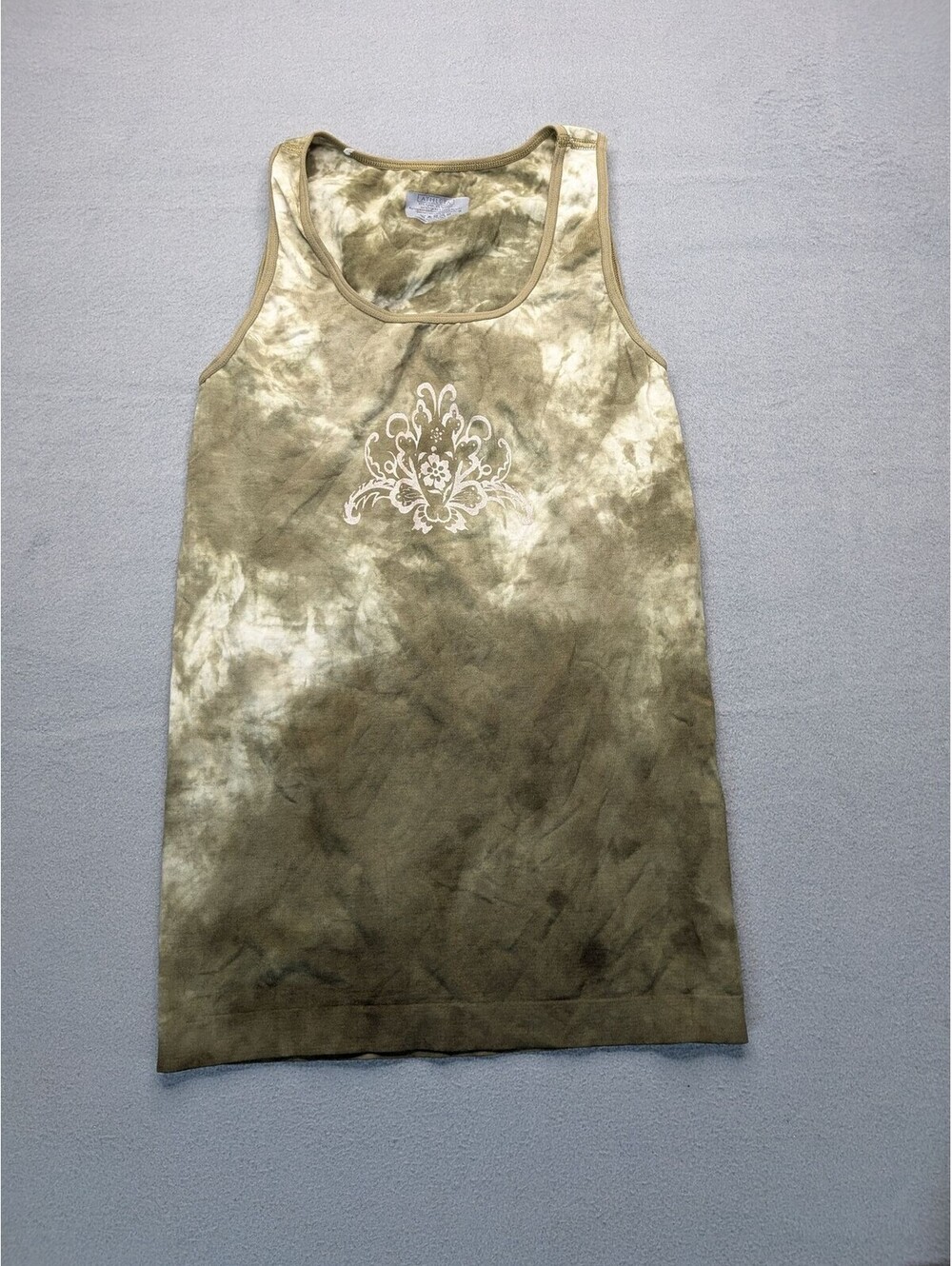 Athleta Tank Top Womens S Green Batik Scoop Neck Sleeveless Yoga Stretch Gym